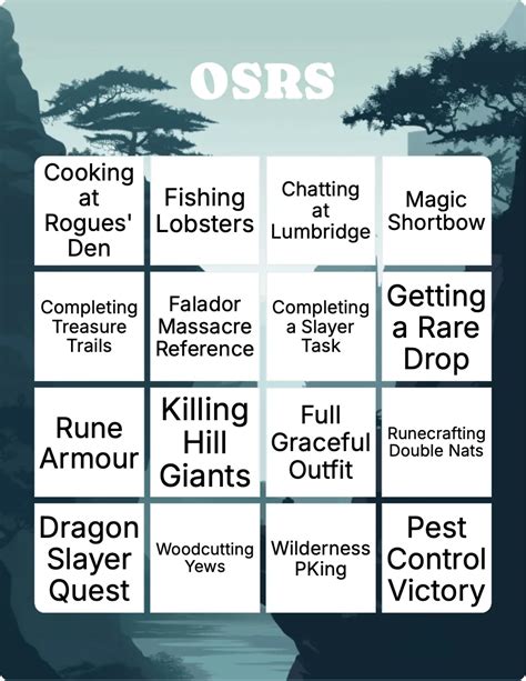 osrs bingo board|OSRS Bingo: Printable & Customizable .